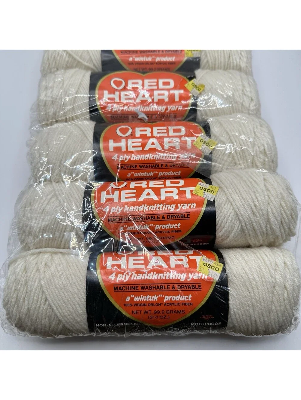 Red Heart 4ply Knit & Crochet x6 Eggshell 3.5oz 210 yds 100% Acrylic #4 Worsted